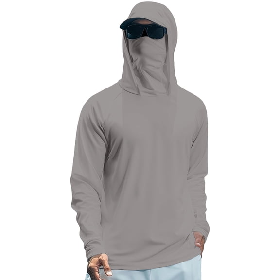 Dresfit Hoodies for Men with Mask Quick Dry Hooded Workout Shirts 2026 Summer Long Sleeve Oversized Athletic Fishing Shirt Upf 50 Lightweight Spf Shirts XL