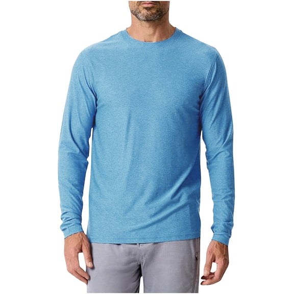 Mens UPF 50 Rash Guard Crewneck Long Sleeve Quick Dry Tops Workout and Moisture-Wicking Athletic Gym Tees