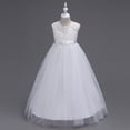 thumbnail image 5 of AINIYS Girls Flare Dress With Crew Neck And Hidden Back Zipper Tulle Skirt For Birthday Party And Formal Event White 11-12 Years, 5 of 7