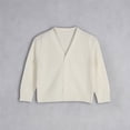 thumbnail image 2 of GiLiling Kids V Neck Cardigan - Solid Color Button Down Open Front Long Sleeve Knitted Sweater Coat for Girls Boys (White, 7-8 Years), 2 of 9
