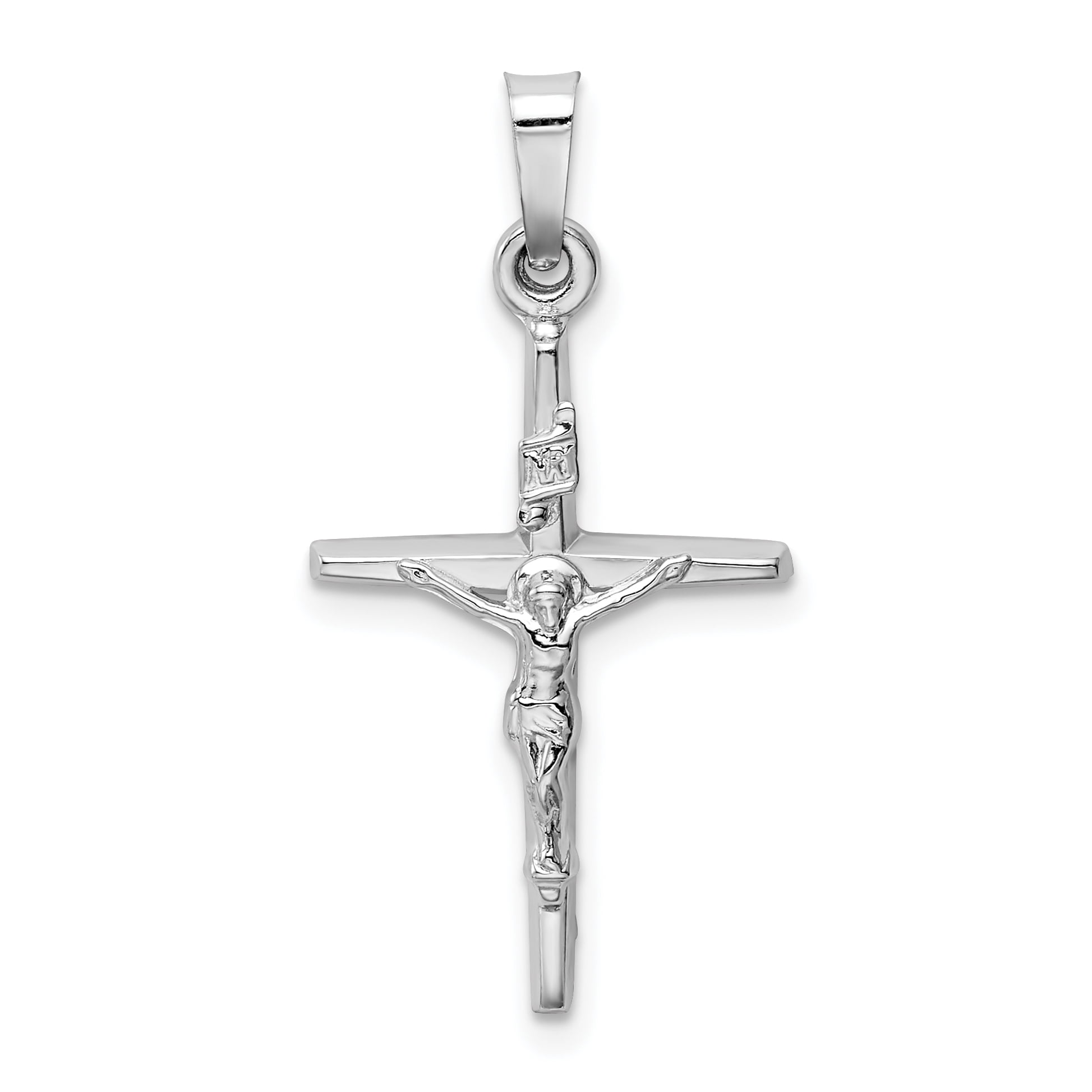 14k White Gold Inri Lord Jesus Christ Crucifix Holy Cross Religious