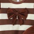 thumbnail image 6 of WOYY Infant Girls Outfits Casual Stripe Ruffle Bow Sweatshirt Flared Pants Set, Sizes 18-24M, 6 of 8