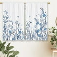 thumbnail image 6 of Watercolor Blue Flower Kitchen Curtains Floral Plant Small Short Cafe Window Curtains Botanical Leaves Rod Pocket Bathroom Window Drapes Treatment Tier Curtains 2 Panels (27.5x39 Inch), 6 of 6