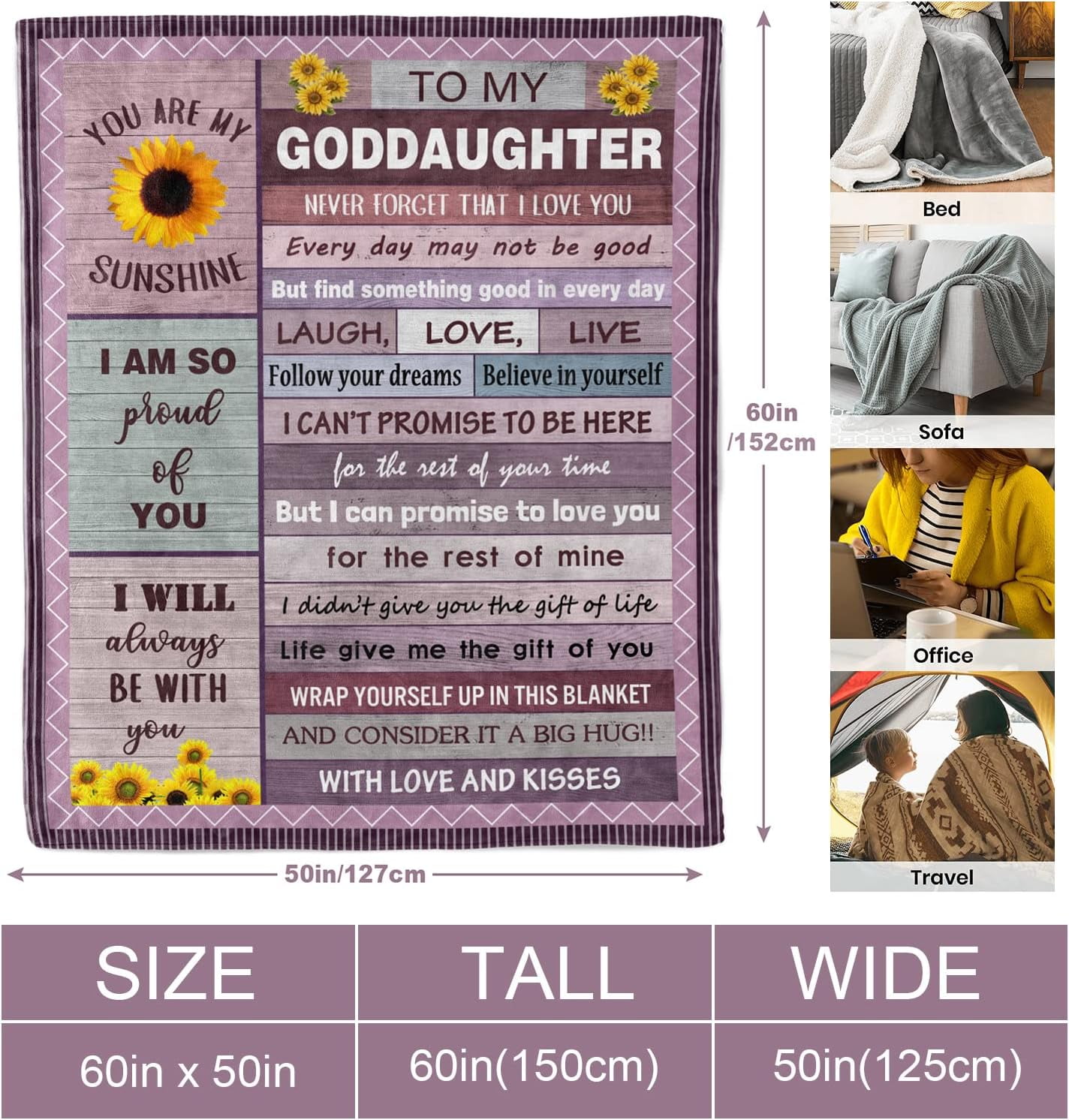 Goddaughter Gifts from Godmother Godfather Godparents, God Daughter Gift Blanket, Christian Christmas Baptism First 1st Communion Confirmation Gifts for Teen Girls Goddaughter Women Blanket