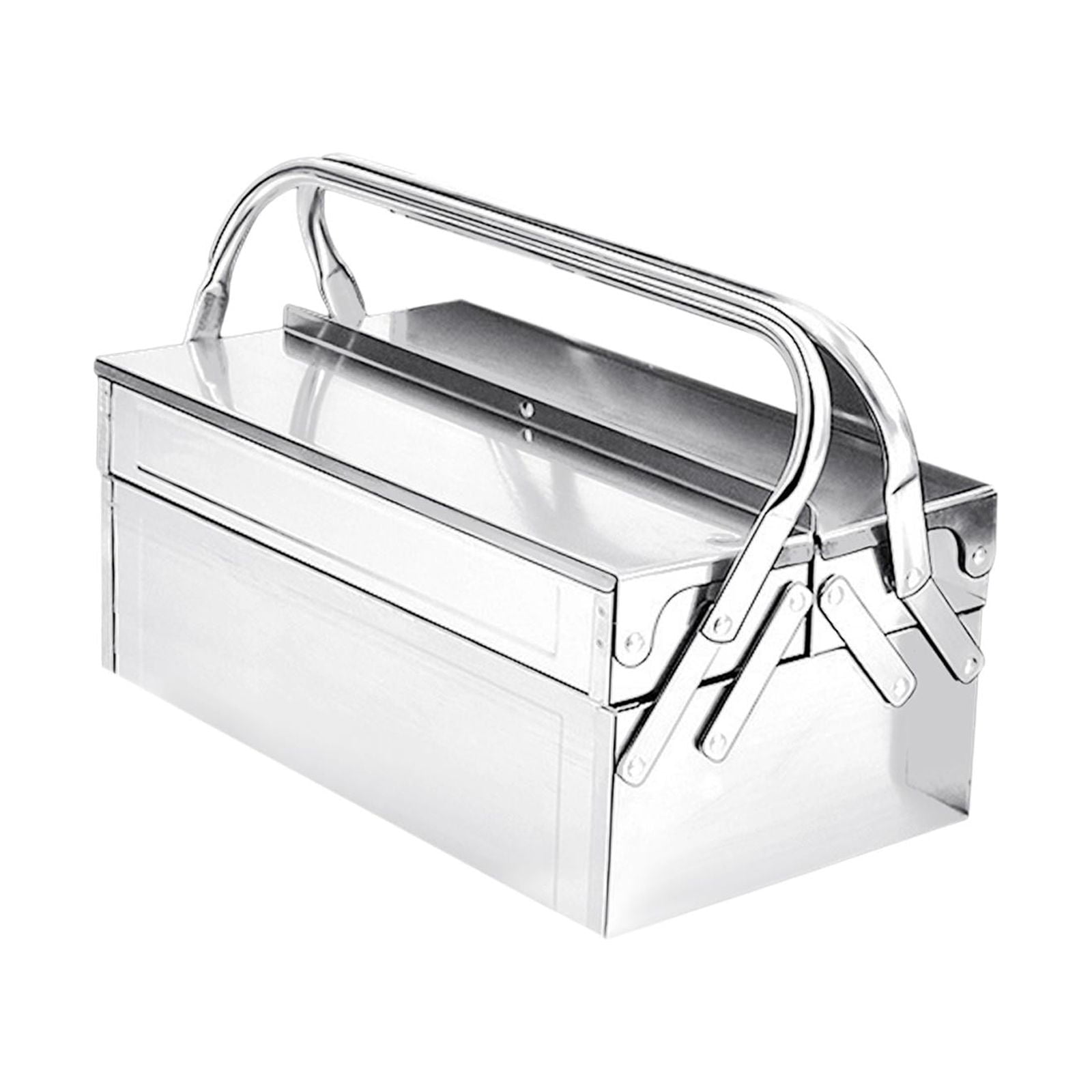 Stainless Steel Tool Box Carry Case Storage Box for Household Car Trunks Car 420mm Double layer