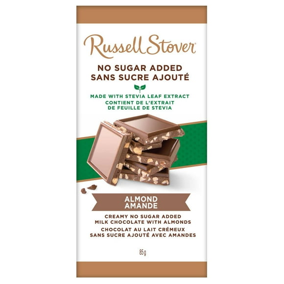 Chocolat au lait avec amandes sans sucre ajouté de Russell Stover – Barre (85 g) 85 g