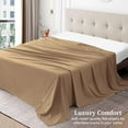 thumbnail image 3 of Luxurious Flat Sheet - 100% Egyptian Cotton, 500 Thread Count, 1 Piece Top Sheet, Extra Soft Bed Sheet, Breathable and Cooling Flat Sheet, Solid Taupe, Twin Size, 3 of 5
