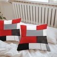 thumbnail image 6 of Red Grey Geometric Throw Pillow Covers 18x18 Inch Set of 2, Modern Black White Abstract Art Waterproof Outdoor Pillow Covers, Decorative Cushion Pillowcases for Couch, Sofa, Bed, Garden, Patio, 6 of 9