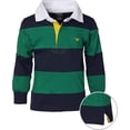 thumbnail image 2 of Sportoli Boys Cotton Wide Striped Long Sleeve Polo Rugby Shirt 16 Green, 2 of 3