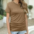 thumbnail image 3 of AherBiu Hauts à Manches Courtes pour Femmes Col Rond Froncé Confortable Basique Été Décontracté Haut Ample T-Shirts, 3 of 7
