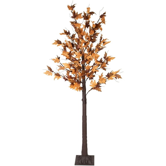 Northlight LED Lighted Autumn Harvest Artificial Maple Leaf Tree - 6' - Warm White Lights