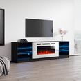 thumbnail image 3 of Boston WH01 Fireplace TV Stand for TVs up to 90", Modern High Gloss 79" Entertainment Center, Electric Fireplace TV Media Console with Storage Cabinets and LED Lights, 3 of 5