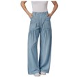 thumbnail image 3 of Mepaouo Women's Wide Leg Jeans High Waisted Plus Size Loose Fit Baggy Casual Denim Pants(Blue,S), 3 of 9