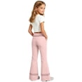 thumbnail image 3 of YaEYa Girls School Uniform Flare Pant Slim Fit Bell Bottom Trousers Fitted Stretch Flare Leg Pants High Waist Casual Slacks With Side Pocket Button Fly Trouser Preppy Clothes (Pink,13-14 Years), 3 of 6