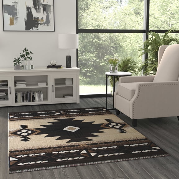 Allstar Rugs Allstar Dense High Pile Floral Printed Rug Sage 7' 4" x 5' 2" 5' x 8' Beige