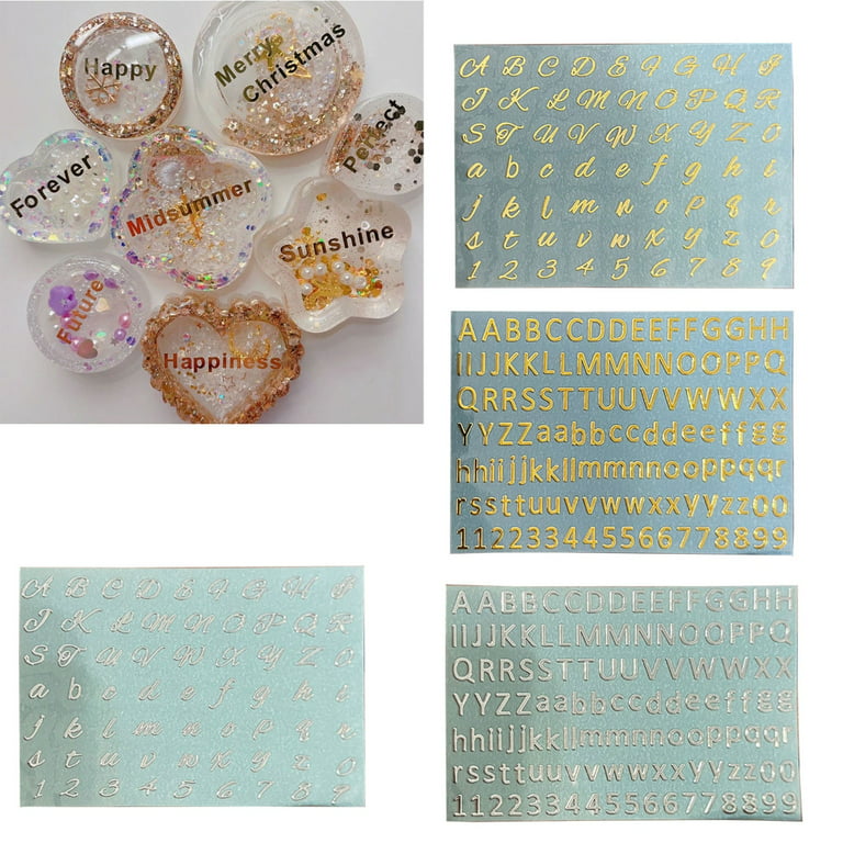 Gem Studded Alphabet Stickers - Gold Colored Adhesive Small Letter Stickers  for Cardmaking, Scrapbooking, Crafts - 0.5 Inches - 55 Pieces