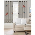 thumbnail image 2 of Christmas Cardinal Blackout Curtains, Light Blocking Print Window Curtains, Vintage Winter Birds Brown Plaid Thermal Insulated Window Drapes for Living Room Kitchen Cafe 2 Panels, 84"W x 84"L, 2 of 9