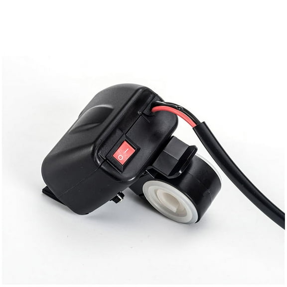 Motorcycle 12V 2USB 2.1A 2.1A Charger w/Yellow LED Digital Voltmeter Thermometer