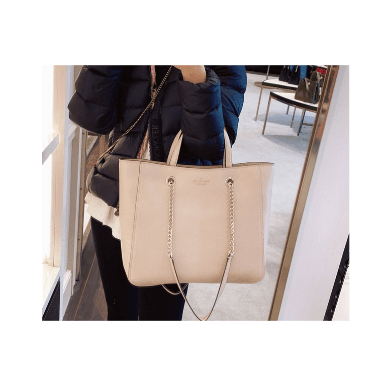 Kate Spade Large Infinite Triple Compartment Tote Bag Warm Beige Pebbled Leather Walmart