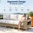 thumbnail image 3 of Muphyers 13 Piece Outdoor Patio Furniture Set, 43" 55000 BTU Aluminum Propane Gas Fire Pit Table, All-Weather Rattan Wicker Sectional Sofa, Wide Armrest Conversation Set for Deck Garden Yard,Cream, 3 of 14