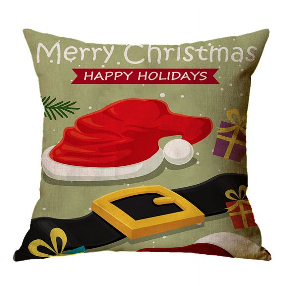Yidarton Cartoon Linen Christmas Pillowcase Printing Pattern Pillow Cover Car Sofa Cushion Cover