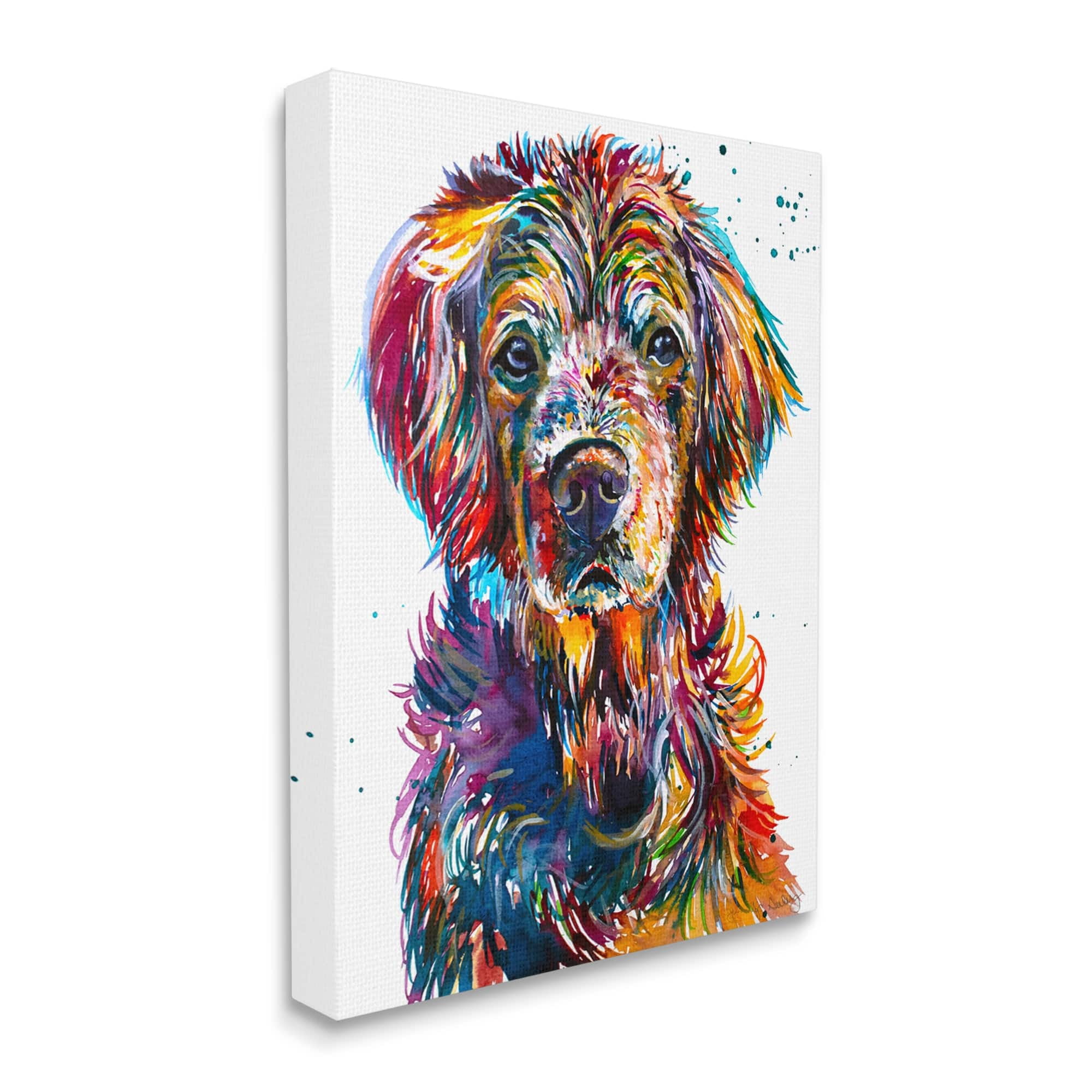 Stupell Vivid Dog Face Pet Portrait Animals & Insects Painting Gallery Wrapped Canvas Print Wall Art