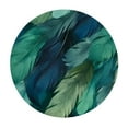 thumbnail image 4 of HAOXIT Round Tablecloth Watercolor Peacock Feather Washable Polyester Table Cloth Teal Blue Turquoise Floral Green Leaf Decorative Table Cover for Dining Banquet Indoor and Outdoor Use 46-50, 4 of 8