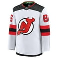 thumbnail image 2 of Men's Fanatics Jack Hughes White New Jersey Devils Away Premium Jersey, 2 of 3