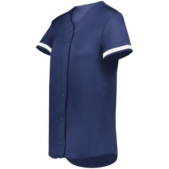 Augusta Sportswear 6920.301.M Girls Cutter Plus Full Button Softball Jersey, Navy & White - Medium