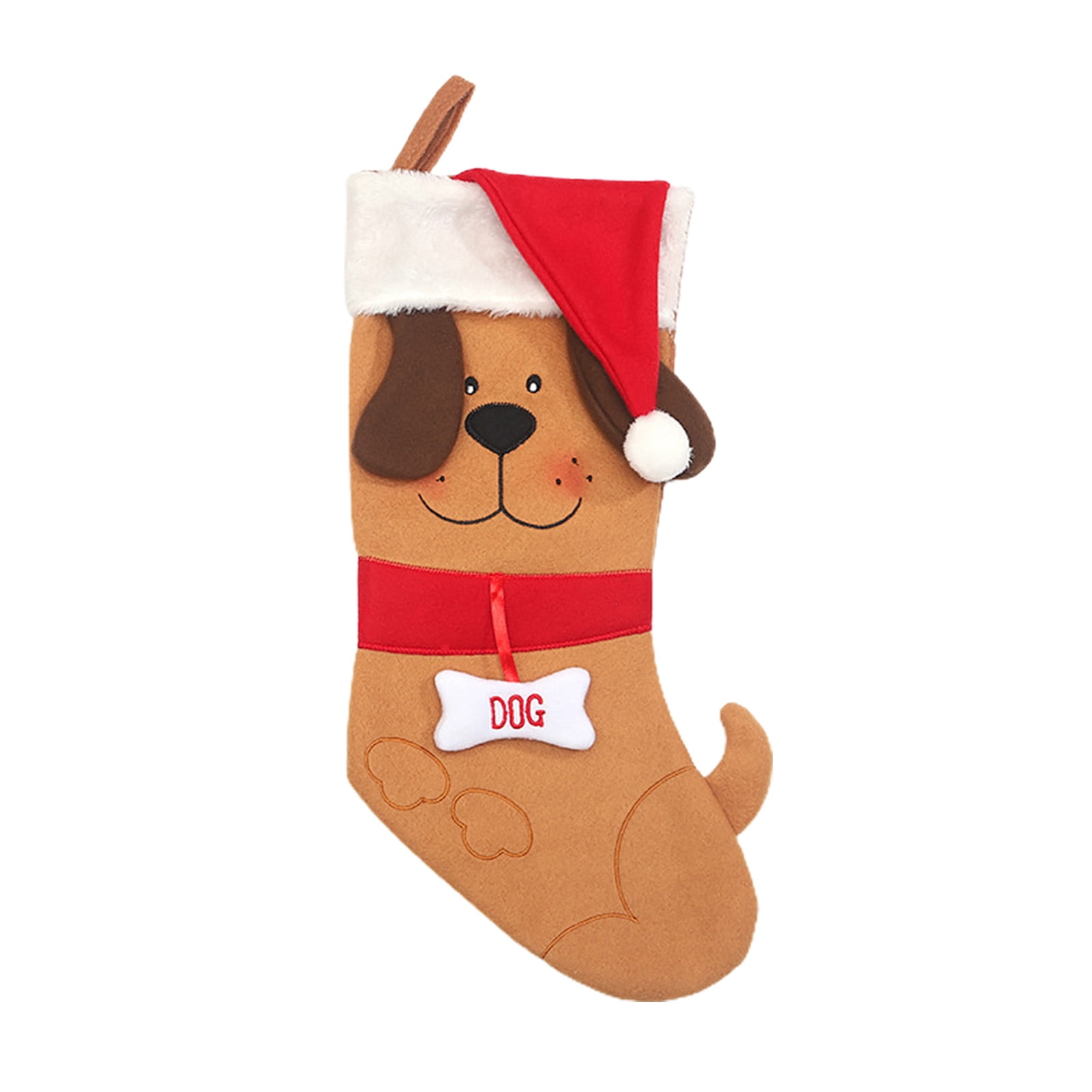 TOPOINT Cute Dog Embroidered Christmas Stockings Xmas Holiday Pet Theme Gift For Puppies