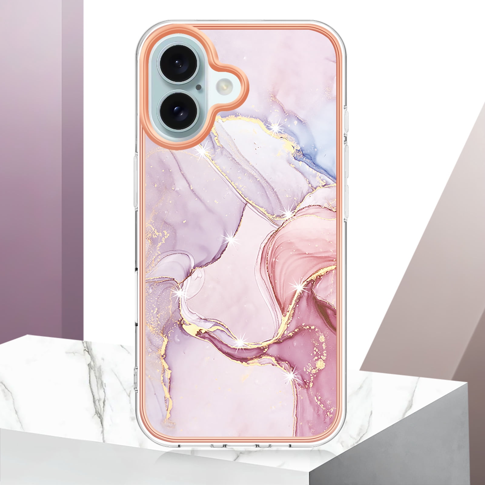 Case for iPhone 7 Marble-patterned gold-edge phone case - Stylish protection