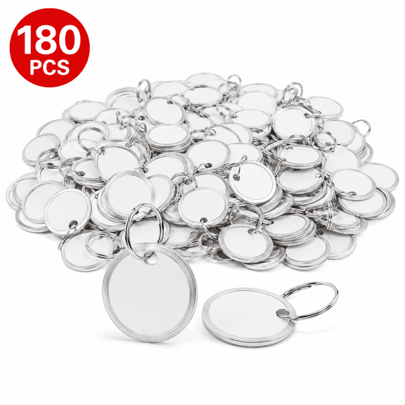 Metal Rim Tags, Key Tags with Labels for Car Door Keys 180 Pcs White