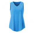 thumbnail image 2 of Alueeu 2022 Summer Tank Top for Women V Neck Solid Color T-Shirt Blue XXL, 2 of 8