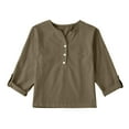 thumbnail image 3 of Jinhomg Summer Shirts for Kids Casual Long Sleeve Cotton Linen Tees Loose Fit Comfy Button Up Lounge Tops Boys Girls Everyday Wear Brown 130, 3 of 5