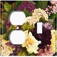 thumbnail image 4 of Metal Light Switch Plate Outlet Cover Purple White Rose Wallpaper ROS015, 4 of 13