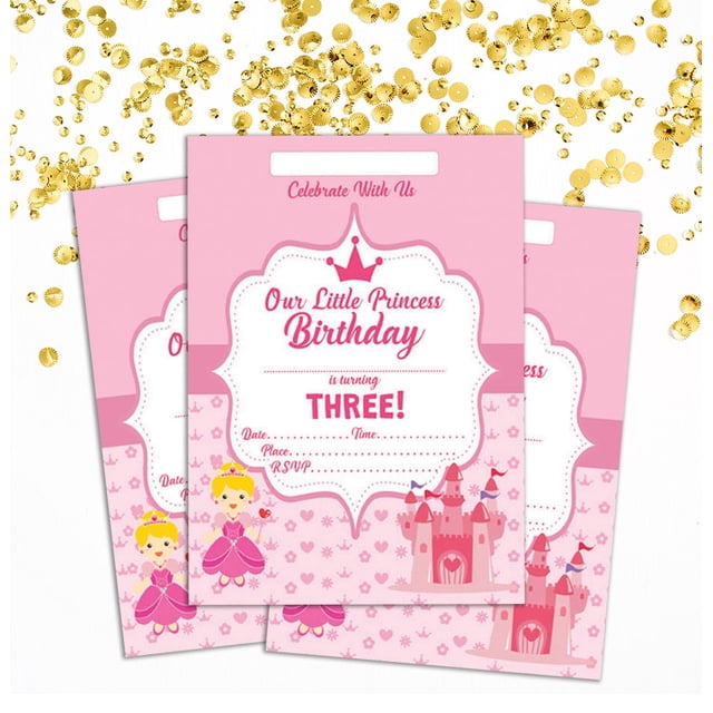 Darling Souvenir Pink Birthday Invitation Card Printable Elegant Fill or Write In Blank Party Invites 28 Pcs 5 x 7 Inches