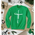 thumbnail image 3 of S4E Men's Jesus Cross Religious Crewneck Sweatshirt Small Irish Green, 3 of 4