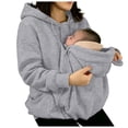 thumbnail image 4 of UOCUFY Pet Pouch Hoodies Women Fleece Zip Up Jacket with Large Pockets Grey,Size 3XL, 4 of 7