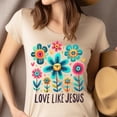 thumbnail image 4 of Love Like Jesus T-Shirt for Women, Christian Floral Graphic Tee, Navy, Size 2XL, 4 of 6