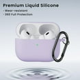 thumbnail image 3 of Compatible with AirPods Pro 2 Case-Cover (2022) & 1st Liquid Silicone Soft Case for AirPods Pro 2nd Generation Shock-absorbing Protective Case Visible LED Front Cover with Carabiner-Purple, 3 of 5
