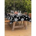 thumbnail image 2 of Outdoor Tablecloth with Umbrella Hole and Zipper, Black White Christmas Rectangle Table Cloth 54x80 Inch Waterproof Tablecloth, Xmas Tree Snowflake Winter Abstract Picnic Table Cover for Patio, 2 of 7