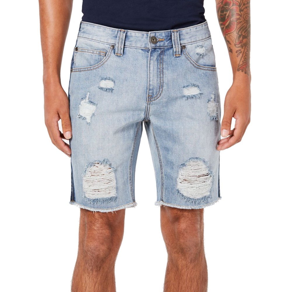 INC International Concepts Mens Distressed Light Wash Regular Denim