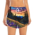 thumbnail image 3 of Uemuo Galactic Night Over Meadow Pattern Women's Athletic Shorts High Waisted Running Shorts with Liner Pockets Gym Elastic Workout Shorts-X-Large, 3 of 9