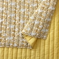 thumbnail image 7 of Laurel & Mayfair Block Print Sketched Floral Gold 3-Piece Cotton Voile Quilt Set, King, 7 of 7