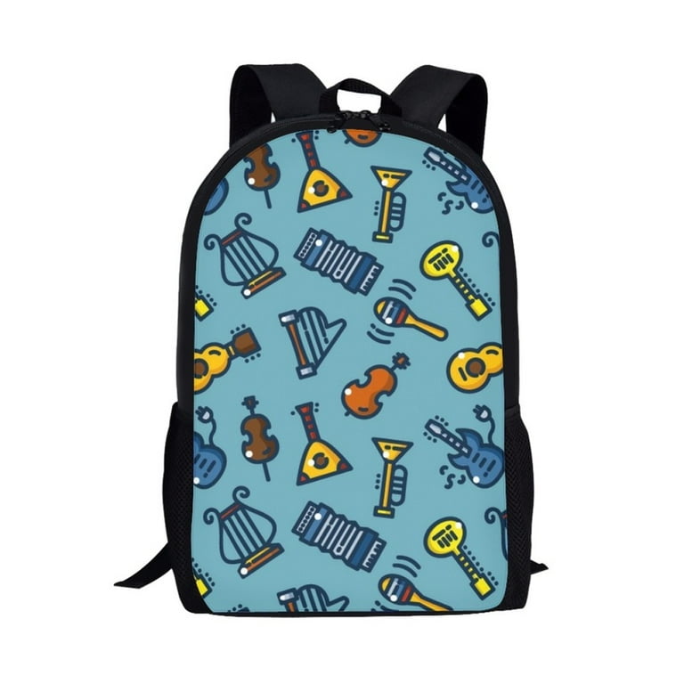 Cartoon Musical Instrument Design Teenagers Student School Bag Daily Casual Backpack Boys Girls Book Bag Travel Storage Rucksack