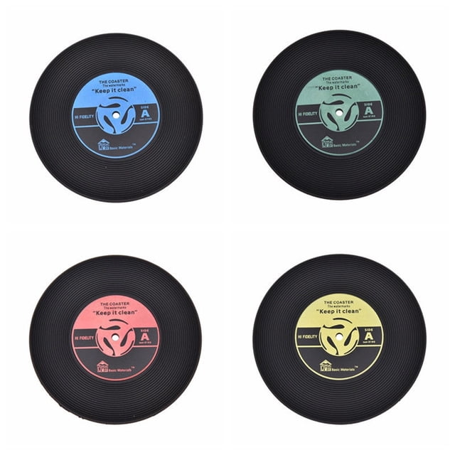 TABLETREANDS 4Ud Almohadillas Para Vasos Azul Vinilo Para Cocina Y Bebidas Frías Y