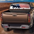 thumbnail image 2 of Pickup Car Window Stickers Decal Rear Window Decals for Trucks One Way Visual Waterproof Truck Back Window Tint Decal Graphic Perforated Vinyl Truck Stickers 66X 22inch USA Flag Cowboy Scene, 2 of 6