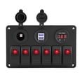 thumbnail image 2 of 12V 24V 6 Gang Car Boat Marine LED Rocker Switch Panel Dual USB Voltmeter Cigarette Lighter Red, 2 of 13