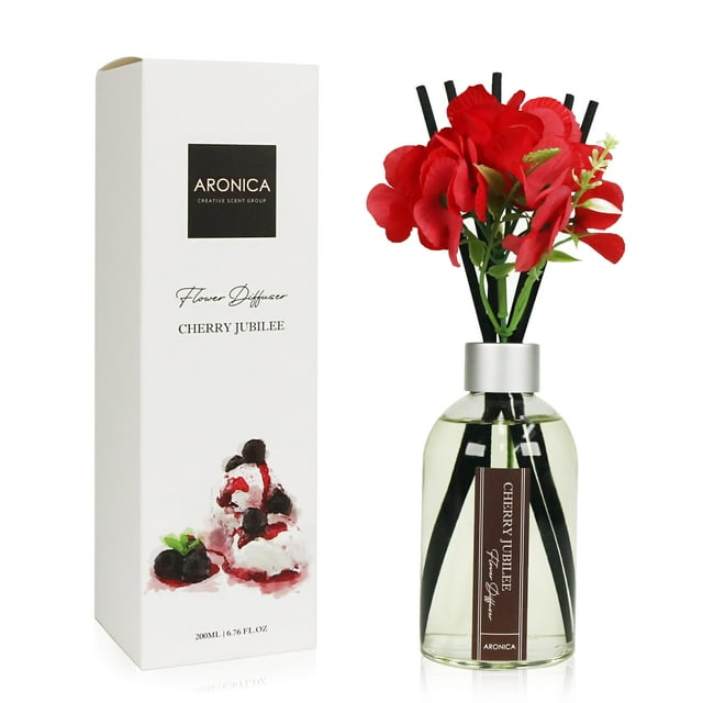 Difusor Reed Aronica con temática de amapola roja, 200 ml, para baño