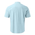 thumbnail image 2 of Summer Mens Short Sleeve Henley Shirts Casual Button Down Shirt Lightweight Beach Wear with Pocket Breathable Streetwear Outdoor Shirt Solid Color Basic Style Tops Light Blue 3XL, 2 of 2